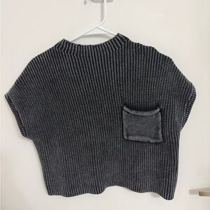Zenana Outfitters Charcoal Ribbed Sweater